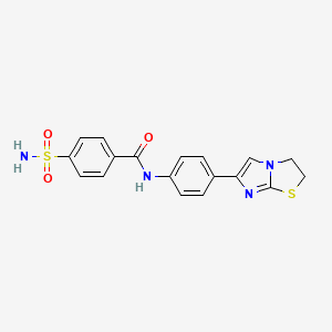 molecular formula C18H16N4O3S2 B2661093 N-(4-(2,3-dihydroimidazo[2,1-b]thiazol-6-yl)phenyl)-4-sulfamoylbenzamide CAS No. 887201-04-9
