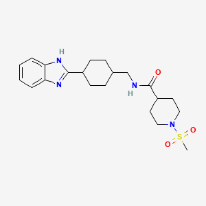 molecular formula C21H30N4O3S B2661096 N-((4-(1H-benzo[d]imidazol-2-yl)cyclohexyl)methyl)-1-(methylsulfonyl)piperidine-4-carboxamide CAS No. 1207049-66-8