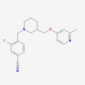molecular formula C20H22FN3O B2661097 3-Fluoro-4-[[3-[(2-methylpyridin-4-yl)oxymethyl]piperidin-1-yl]methyl]benzonitrile CAS No. 2380061-52-7