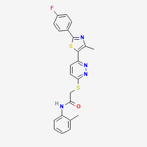 molecular formula C23H19FN4OS2 B2661104 2-((6-(2-(4-fluorophenyl)-4-methylthiazol-5-yl)pyridazin-3-yl)thio)-N-(o-tolyl)acetamide CAS No. 923201-79-0