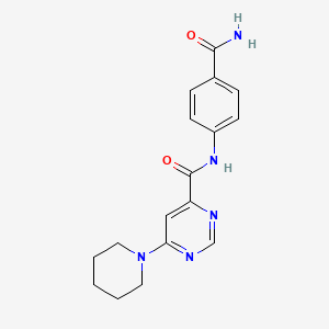 molecular formula C17H19N5O2 B2661119 N-(4-carbamoylphenyl)-6-(piperidin-1-yl)pyrimidine-4-carboxamide CAS No. 2034365-80-3