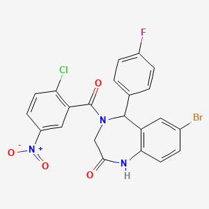 molecular formula C22H14BrClFN3O4 B2661121 7-bromo-4-(2-chloro-5-nitrobenzoyl)-5-(4-fluorophenyl)-3,5-dihydro-1H-1,4-benzodiazepin-2-one CAS No. 533876-80-1