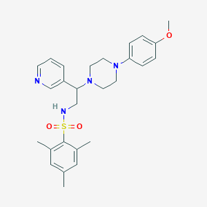 N-[2-[4-(4-methoxyphenyl)piperazin-1-yl]-2-pyridin-3-ylethyl]-2,4,6-trimethylbenzenesulfonamide