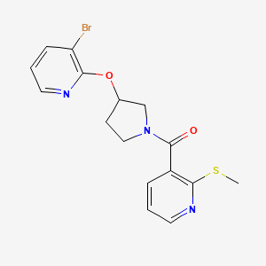 molecular formula C16H16BrN3O2S B2661139 (3-((3-Bromopyridin-2-yl)oxy)pyrrolidin-1-yl)(2-(methylthio)pyridin-3-yl)methanone CAS No. 1903279-99-1