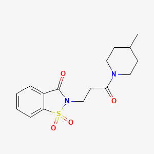molecular formula C16H20N2O4S B2661145 2-(3-(4-methylpiperidin-1-yl)-3-oxopropyl)benzo[d]isothiazol-3(2H)-one 1,1-dioxide CAS No. 941974-05-6