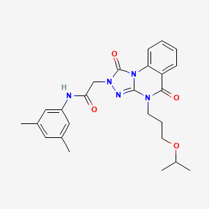 molecular formula C25H29N5O4 B2661155 N-(3,5-dimethylphenyl)-2-(4-(3-isopropoxypropyl)-1,5-dioxo-4,5-dihydro-[1,2,4]triazolo[4,3-a]quinazolin-2(1H)-yl)acetamide CAS No. 1296345-76-0