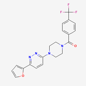molecular formula C20H17F3N4O2 B2661157 (4-(6-(呋喃-2-基)吡啶-3-基)哌嗪-1-基)(4-(三氟甲基)苯基)甲酮 CAS No. 923685-60-3