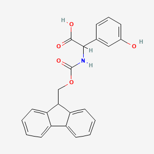 molecular formula C23H19NO5 B2661168 2-(9H-fluoren-9-ylmethoxycarbonylamino)-2-(3-hydroxyphenyl)acetic acid CAS No. 433292-11-6