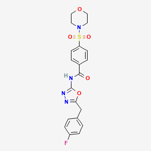 molecular formula C20H19FN4O5S B2661174 N-(5-(4-fluorobenzyl)-1,3,4-oxadiazol-2-yl)-4-(morpholinosulfonyl)benzamide CAS No. 954647-63-3