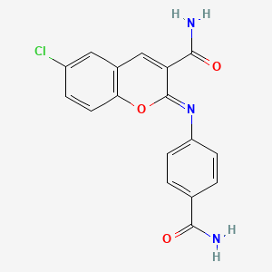 molecular formula C17H12ClN3O3 B2661177 2-(4-Carbamoylphenyl)imino-6-chlorochromene-3-carboxamide CAS No. 337486-50-7