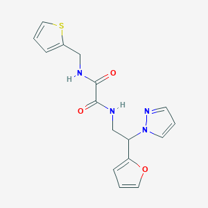 molecular formula C16H16N4O3S B2661184 N1-(2-(furan-2-yl)-2-(1H-pyrazol-1-yl)ethyl)-N2-(thiophen-2-ylmethyl)oxalamide CAS No. 2034594-17-5
