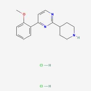 molecular formula C16H21Cl2N3O B2661192 4-(2-Methoxyphenyl)-2-(piperidin-4-yl)pyrimidine dihydrochloride CAS No. 2060029-53-8