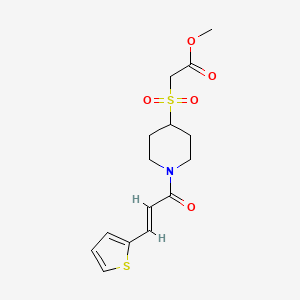 molecular formula C15H19NO5S2 B2661205 (E)-methyl 2-((1-(3-(thiophen-2-yl)acryloyl)piperidin-4-yl)sulfonyl)acetate CAS No. 2034894-48-7