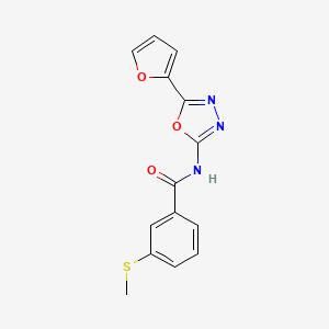 molecular formula C14H11N3O3S B2661213 N-[5-(furan-2-yl)-1,3,4-oxadiazol-2-yl]-3-methylsulfanylbenzamide CAS No. 896343-80-9