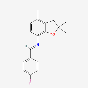 N-[(E)-(4-fluorophenyl)methylidene]-2,2,4-trimethyl-2,3-dihydro-1-benzofuran-7-amine