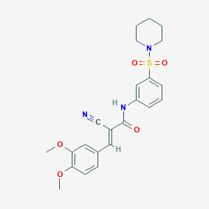 molecular formula C23H25N3O5S B2661237 (E)-2-cyano-3-(3,4-dimethoxyphenyl)-N-(3-piperidin-1-ylsulfonylphenyl)prop-2-enamide CAS No. 717117-17-4
