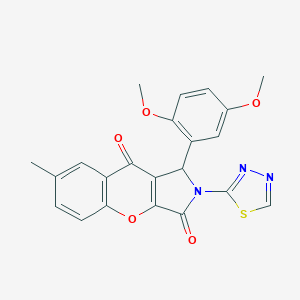 molecular formula C22H17N3O5S B266124 1-(2,5-Dimethoxyphenyl)-7-methyl-2-(1,3,4-thiadiazol-2-yl)-1,2-dihydrochromeno[2,3-c]pyrrole-3,9-dione 