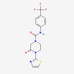 molecular formula C15H13F3N4O2S B2661247 3-oxo-4-(thiazol-2-yl)-N-(4-(trifluoromethyl)phenyl)piperazine-1-carboxamide CAS No. 2320416-67-7