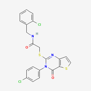 molecular formula C21H15Cl2N3O2S2 B2661257 N-(2-chlorobenzyl)-2-{[3-(4-chlorophenyl)-4-oxo-3,4-dihydrothieno[3,2-d]pyrimidin-2-yl]sulfanyl}acetamide CAS No. 1261017-26-8