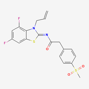 molecular formula C19H16F2N2O3S2 B2661259 (E)-N-(3-allyl-4,6-difluorobenzo[d]thiazol-2(3H)-ylidene)-2-(4-(methylsulfonyl)phenyl)acetamide CAS No. 941971-77-3