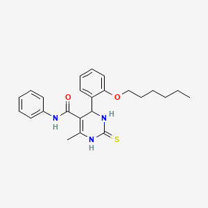 molecular formula C24H29N3O2S B2661272 4-(2-(hexyloxy)phenyl)-6-methyl-N-phenyl-2-thioxo-1,2,3,4-tetrahydropyrimidine-5-carboxamide CAS No. 439135-68-9