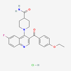 molecular formula C24H25ClFN3O3 B2661281 1-[3-(4-Ethoxybenzoyl)-6-fluoroquinolin-4-yl]piperidine-4-carboxamide hydrochloride CAS No. 2097930-92-0