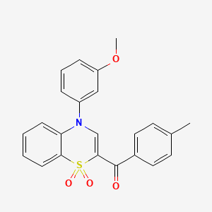 molecular formula C23H19NO4S B2661291 [4-(3-methoxyphenyl)-1,1-dioxido-4H-1,4-benzothiazin-2-yl](4-methylphenyl)methanone CAS No. 1114658-86-4