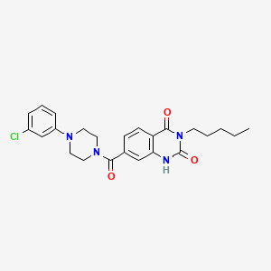 molecular formula C24H27ClN4O3 B2661297 7-(4-(3-chlorophenyl)piperazine-1-carbonyl)-3-pentylquinazoline-2,4(1H,3H)-dione CAS No. 892265-81-5