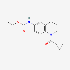 molecular formula C16H20N2O3 B2661300 ethyl N-[1-(cyclopropanecarbonyl)-3,4-dihydro-2H-quinolin-6-yl]carbamate CAS No. 941915-47-5