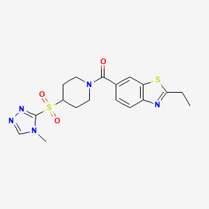 molecular formula C18H21N5O3S2 B2661318 (2-ethylbenzo[d]thiazol-6-yl)(4-((4-methyl-4H-1,2,4-triazol-3-yl)sulfonyl)piperidin-1-yl)methanone CAS No. 1797688-40-4