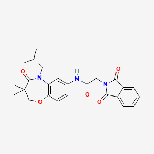 molecular formula C25H27N3O5 B2661320 2-(1,3-二氧代异喹啉-2-基)-N-(5-异丁基-3,3-二甲基-4-氧代-2,3,4,5-四氢苯并[b][1,4]噁唑-7-基)乙酰胺 CAS No. 921793-35-3