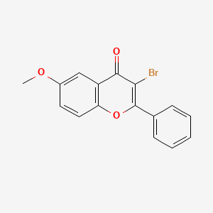 molecular formula C16H11BrO3 B2661321 3-Bromo-6-methoxy-2-phenyl-4H-chromen-4-one CAS No. 215999-39-6