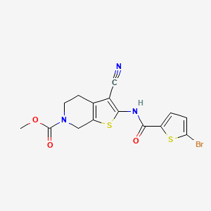 molecular formula C15H12BrN3O3S2 B2661322 甲基-2-(5-溴噻吩-2-甲酰胺基)-3-氰基-4,5-二氢噻吩并[2,3-c]吡啶-6(7H)-甲酸酯 CAS No. 886954-58-1