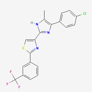 molecular formula C20H13ClF3N3S B2661329 4-[4-(4-Chlorophenyl)-5-methyl-1H-imidazol-2-yl]-2-[3-(trifluoromethyl)phenyl]-1,3-thiazole CAS No. 2413867-91-9