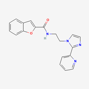 molecular formula C19H16N4O2 B2661333 N-(2-(2-(pyridin-2-yl)-1H-imidazol-1-yl)ethyl)benzofuran-2-carboxamide CAS No. 2034448-57-0