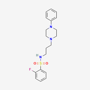molecular formula C19H24FN3O2S B2661343 2-fluoro-N-[3-(4-phenylpiperazin-1-yl)propyl]benzene-1-sulfonamide CAS No. 1049513-76-9