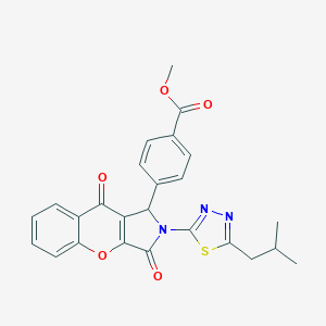 molecular formula C25H21N3O5S B266136 Methyl 4-[2-(5-isobutyl-1,3,4-thiadiazol-2-yl)-3,9-dioxo-1,2,3,9-tetrahydrochromeno[2,3-c]pyrrol-1-yl]benzoate 