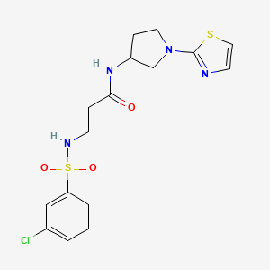 molecular formula C16H19ClN4O3S2 B2661369 3-(3-chlorophenylsulfonamido)-N-(1-(thiazol-2-yl)pyrrolidin-3-yl)propanamide CAS No. 1796945-60-2