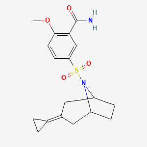 molecular formula C18H22N2O4S B2661384 5-({3-Cyclopropylidene-8-azabicyclo[3.2.1]octan-8-yl}sulfonyl)-2-methoxybenzamide CAS No. 2195952-27-1