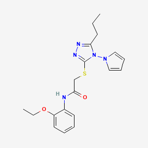 molecular formula C19H23N5O2S B2661390 N-(2-ethoxyphenyl)-2-{[5-propyl-4-(1H-pyrrol-1-yl)-4H-1,2,4-triazol-3-yl]sulfanyl}acetamide CAS No. 877815-61-7