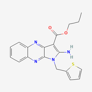 molecular formula C19H18N4O2S B2661391 propyl 2-amino-1-(thiophen-2-ylmethyl)-1H-pyrrolo[2,3-b]quinoxaline-3-carboxylate CAS No. 848673-13-2