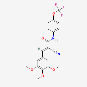 molecular formula C20H17F3N2O5 B2661393 (2E)-2-cyano-N-[4-(trifluoromethoxy)phenyl]-3-(3,4,5-trimethoxyphenyl)prop-2-enamide CAS No. 868154-46-5