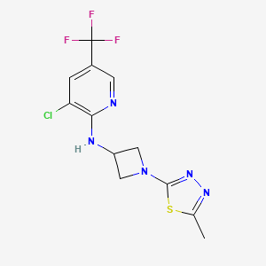 molecular formula C12H11ClF3N5S B2661396 3-Chloro-N-[1-(5-methyl-1,3,4-thiadiazol-2-yl)azetidin-3-yl]-5-(trifluoromethyl)pyridin-2-amine CAS No. 2415520-84-0