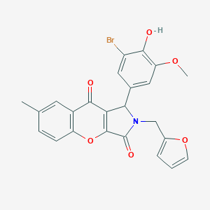 molecular formula C24H18BrNO6 B266140 1-(3-Bromo-4-hydroxy-5-methoxyphenyl)-2-(2-furylmethyl)-7-methyl-1,2-dihydrochromeno[2,3-c]pyrrole-3,9-dione 