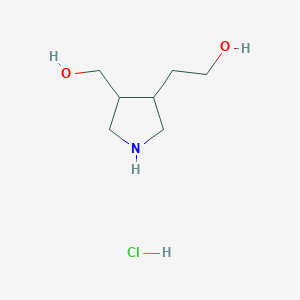 molecular formula C7H16ClNO2 B2661402 2-(4-(Hydroxymethyl)pyrrolidin-3-yl)ethan-1-ol hydrochloride CAS No. 2172569-92-3