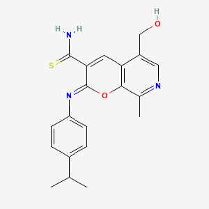 molecular formula C20H21N3O2S B2661409 (2Z)-5-(hydroxymethyl)-2-[(4-isopropylphenyl)imino]-8-methyl-2H-pyrano[2,3-c]pyridine-3-carbothioamide CAS No. 892296-51-4