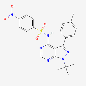 molecular formula C22H22N6O4S B2661422 N-[1-(叔丁基)-3-(4-甲基苯基)-1H-吡唑并[3,4-d]嘧啶-4-基]-4-硝基苯磺酰胺 CAS No. 477867-69-9