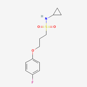molecular formula C12H16FNO3S B2661435 N-环丙基-3-(4-氟苯氧基)丙烷-1-磺酰胺 CAS No. 946265-88-9
