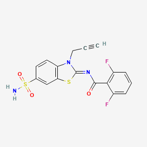 molecular formula C17H11F2N3O3S2 B2661437 (Z)-2,6-difluoro-N-(3-(prop-2-yn-1-yl)-6-sulfamoylbenzo[d]thiazol-2(3H)-ylidene)benzamide CAS No. 865182-52-1