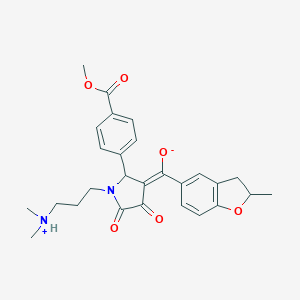 molecular formula C27H30N2O6 B266146 (E)-{1-[3-(dimethylammonio)propyl]-2-[4-(methoxycarbonyl)phenyl]-4,5-dioxopyrrolidin-3-ylidene}(2-methyl-2,3-dihydro-1-benzofuran-5-yl)methanolate 